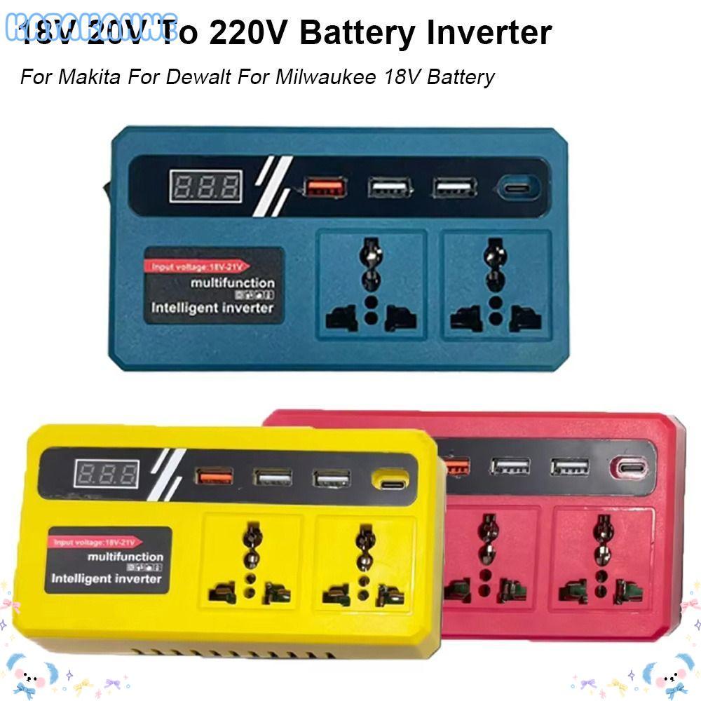 KATAKANNE 1Pcs Smart Transformer, 18v 20v To 220v Multifunctional Battery Inverter, 120W Household Dual Plug Outdoor Work Inverter For Makita For Dewalt For Milwaukee 18V Battery