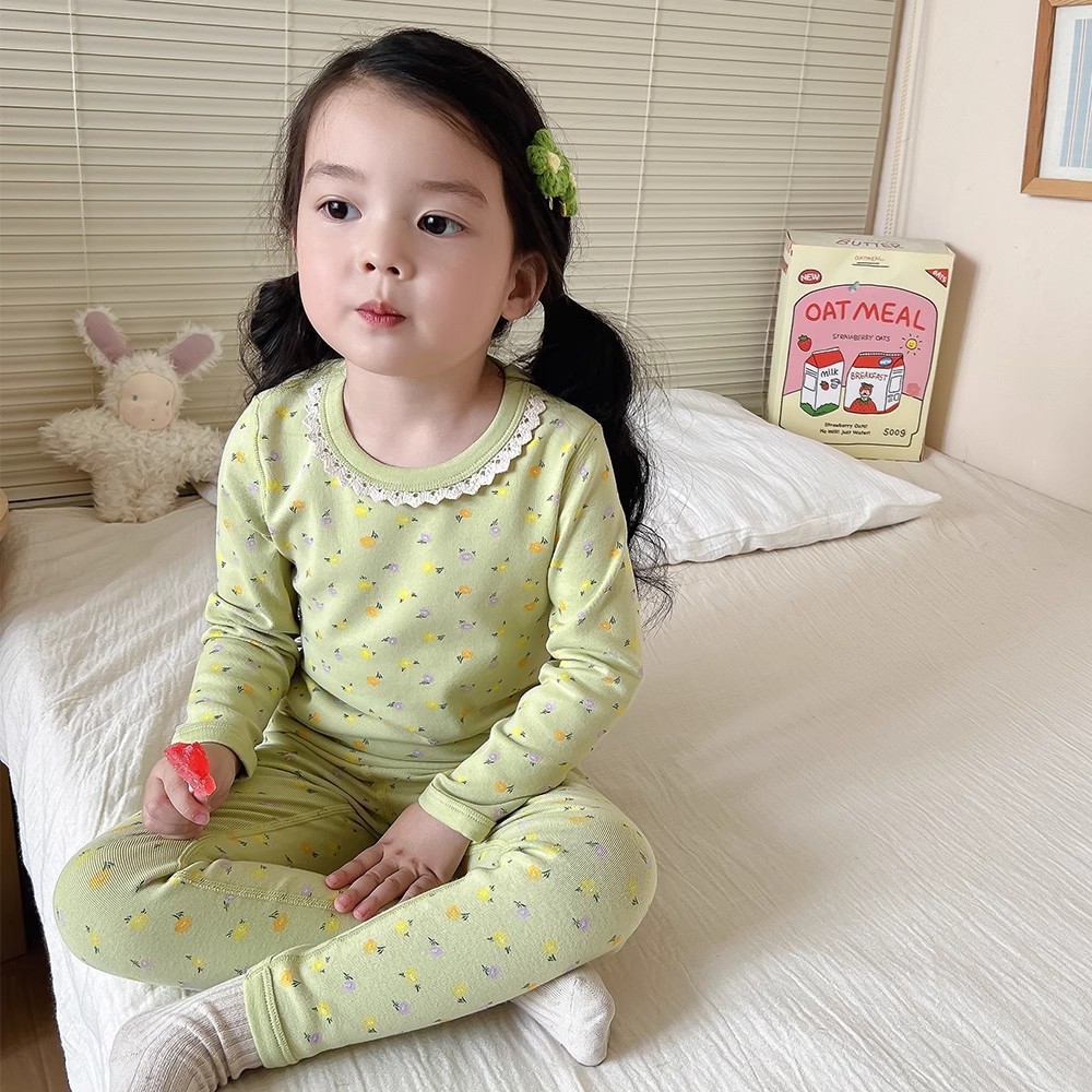 Gadis Rumah Pakaian Lengan Panjang Seluar Panjang Set Pajamas Musim Semi dan Musim Luhur Baru Berbel