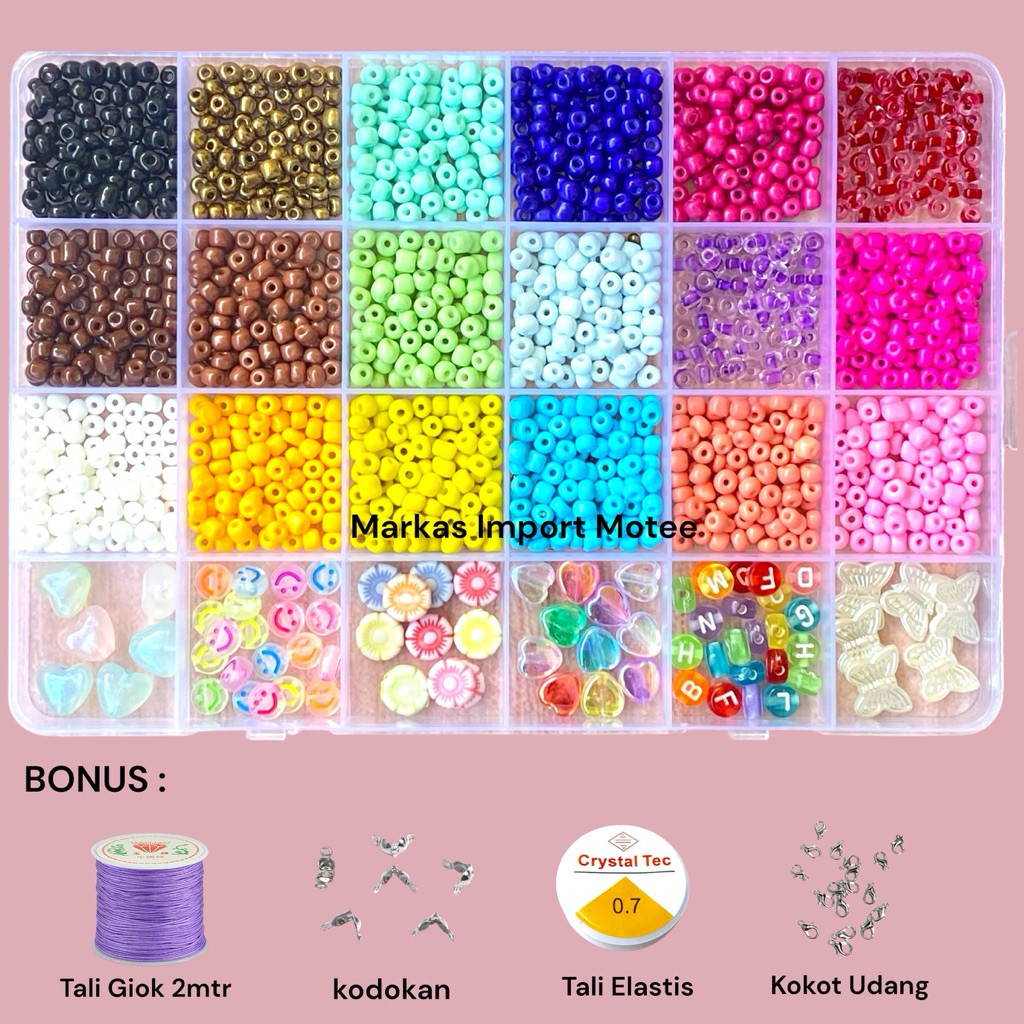 NEW - DIY Bead Set 6/s0 4mm + Elastic String Beads Kit Bracelet Phone Strap Ring