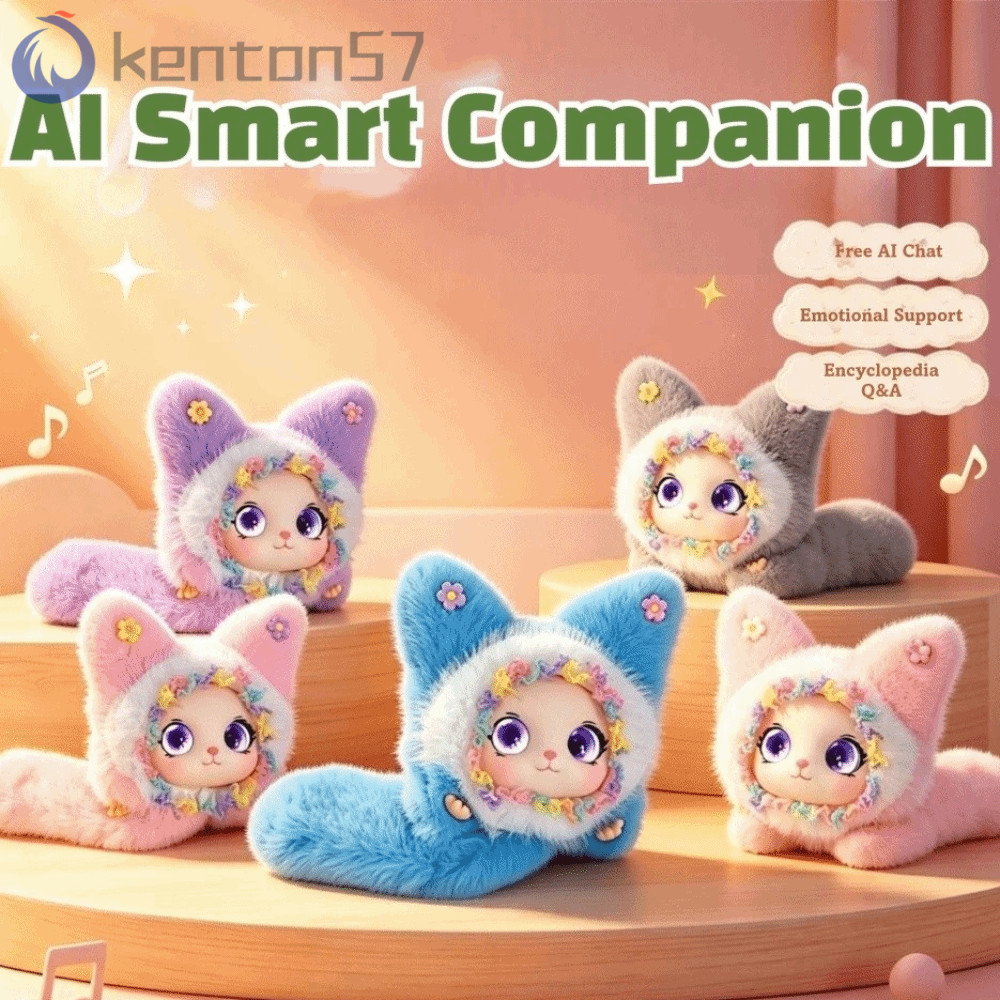 KENTON AI Cat Plush Toy, Personal Companion AI Continuous Dialogue AI Cat Spirit Pendant, Relaxing Chat AI Cute Pets Winking Interaction AI Companion Doll KeyChain