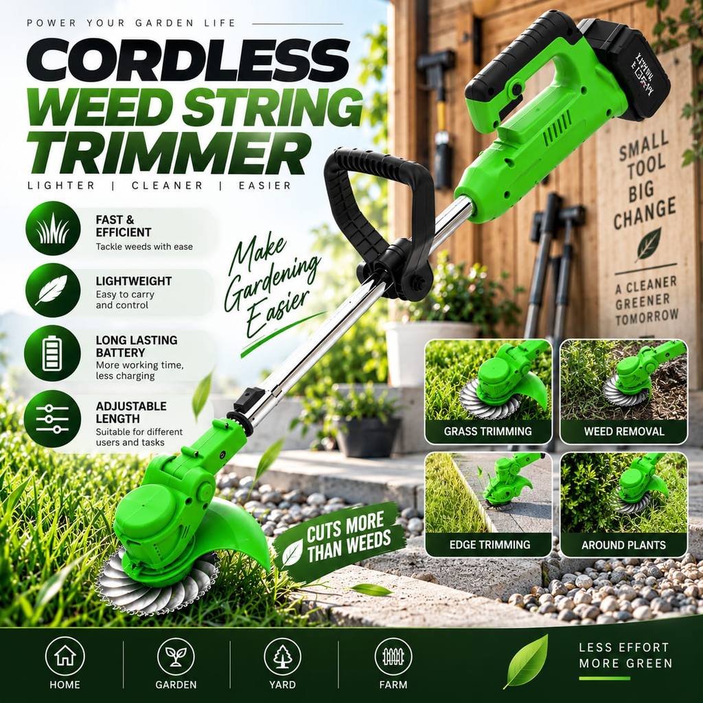Electric Grass Trimmer Cutter Cordless Lawn Mower Garden Tools Mesin Potong Rumput Multi-Function Grass Cutter