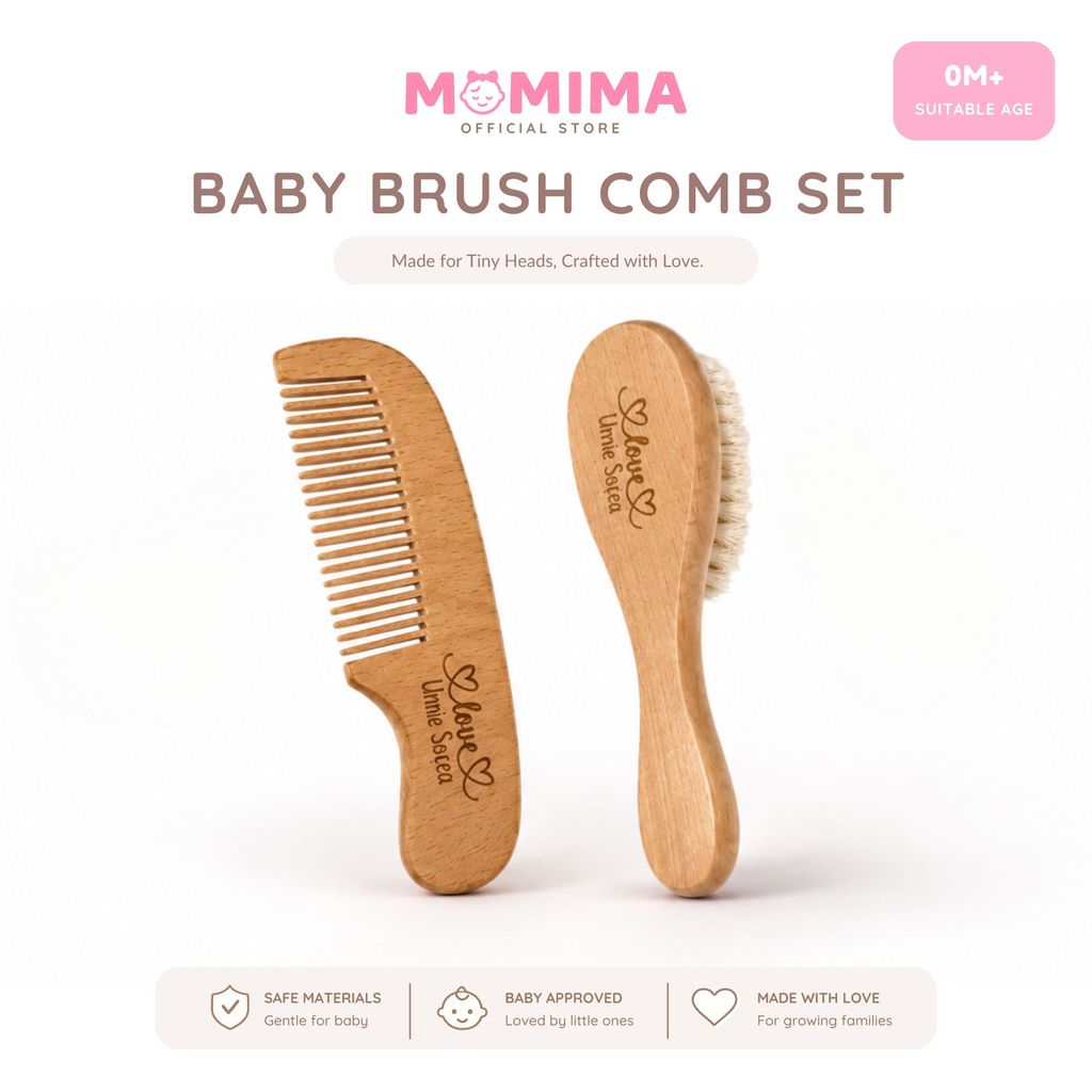 Wooden Baby Hair Brush/Comb/ Sikat Rambut Baby /Baby Comb/ Sikat Rambut /hair brush comb/ baby grooming