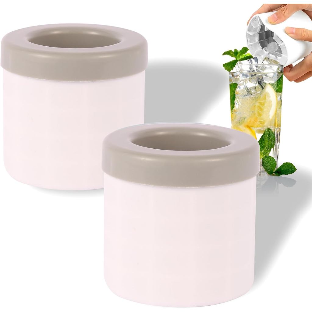 Bekas Ais Silinder, Acuan Ais Mini Silikon, Cawan Pembuat Ais Kecil Untuk Peti Sejuk, Cawan Tekan & Lepas (kelabu, 2)