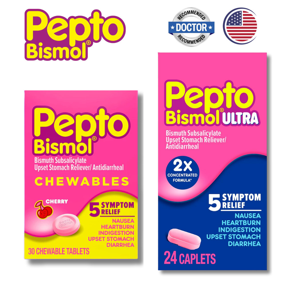 Pepto Bismol Chewable | Caplets for Nausea, Heartburn, Indigestion, Upset Stomach, Diarrhea Fast Relief