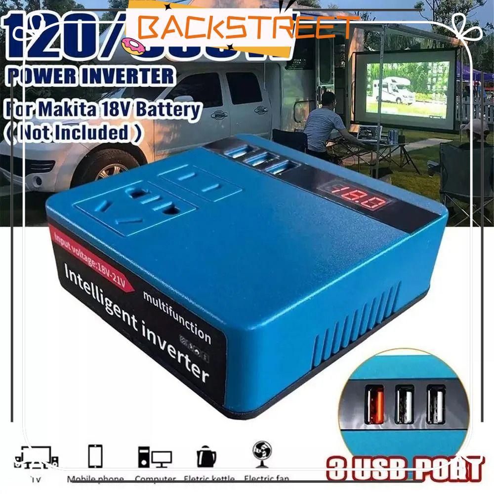 BACKSTREET 1Pcs Smart Transformer, 120W 18V 20V To 220V Battery Inverter, Household Dual Plug Multifunctional Outdoor Work Inverter