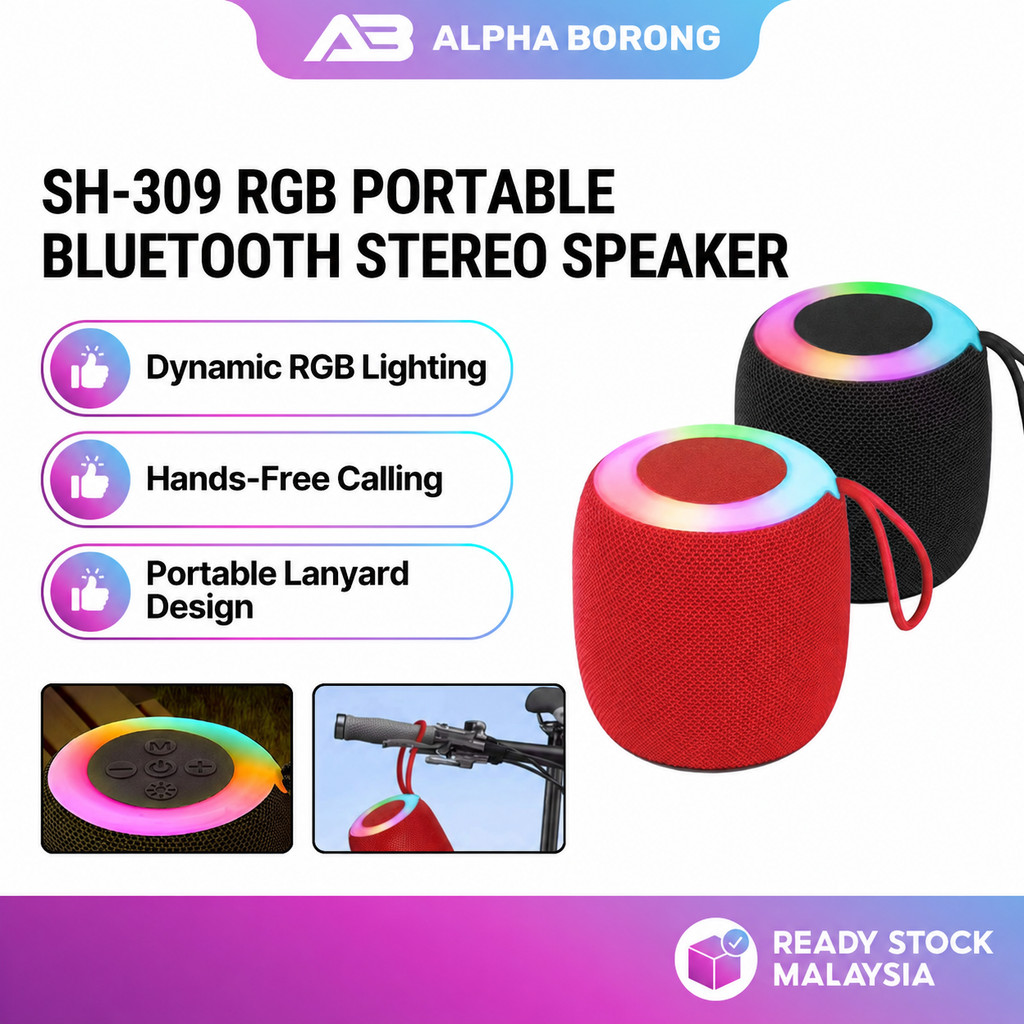 Alpha Borong Bluetooth Speaker RGB Light Mini Fabric Stereo Wireless Speaker Portable Outdoor Car Home Camping SH-309