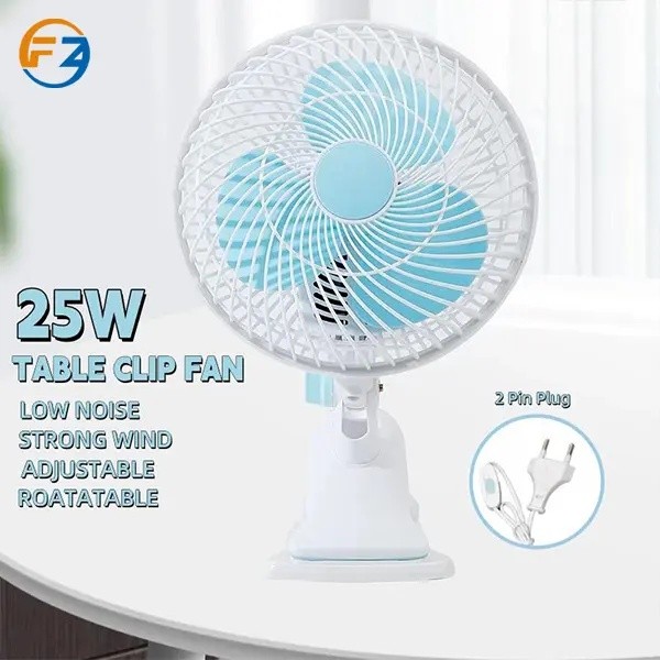 UPGRADE 180MM 25W Strong Wind PORTABLE ADJUSTABLE TABLE CLIP FAN 3in1 Clip Fan Cool Electric Clip Fan – 3 Blades, 2 Speeds, 2 Pin Plug, Fan, Clip/Table/Wall Fan, Plug-in, 2 Speeds,