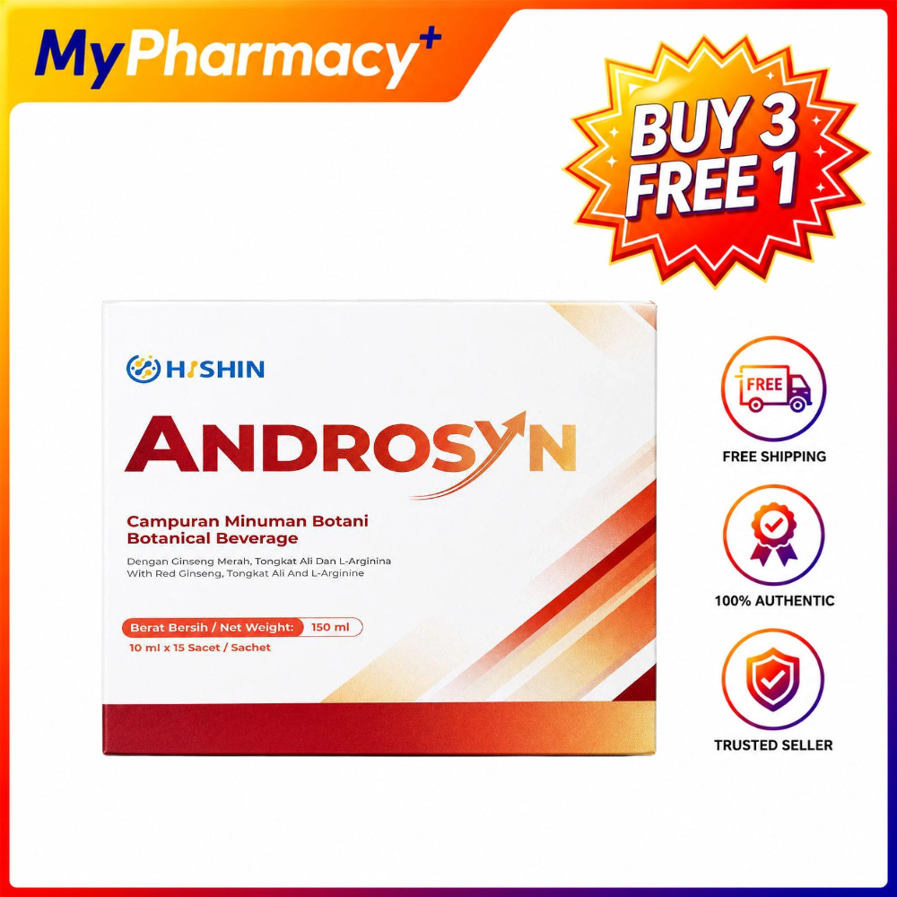 [My Pharmacy] HISHIN Androsyn Men's Wellness Drink Red Ginseng Tongkat Ali L-Arginine Daily Energy 10ml x 15 Sachets