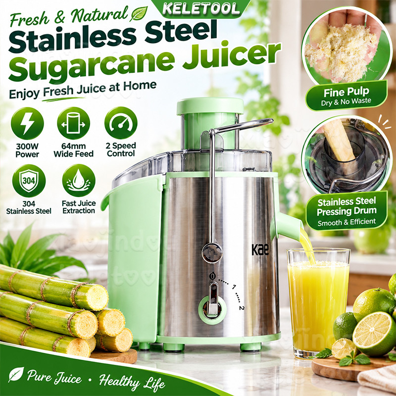 Commercial Sugarcane Juicer Machine Mesin Peras Tebu Elektrik Dual Speed Stainless Steel Centrifugal Juice Extractor Wide Inlet Sugar Cane Ginger Vegetable Fruit Coconut peeling