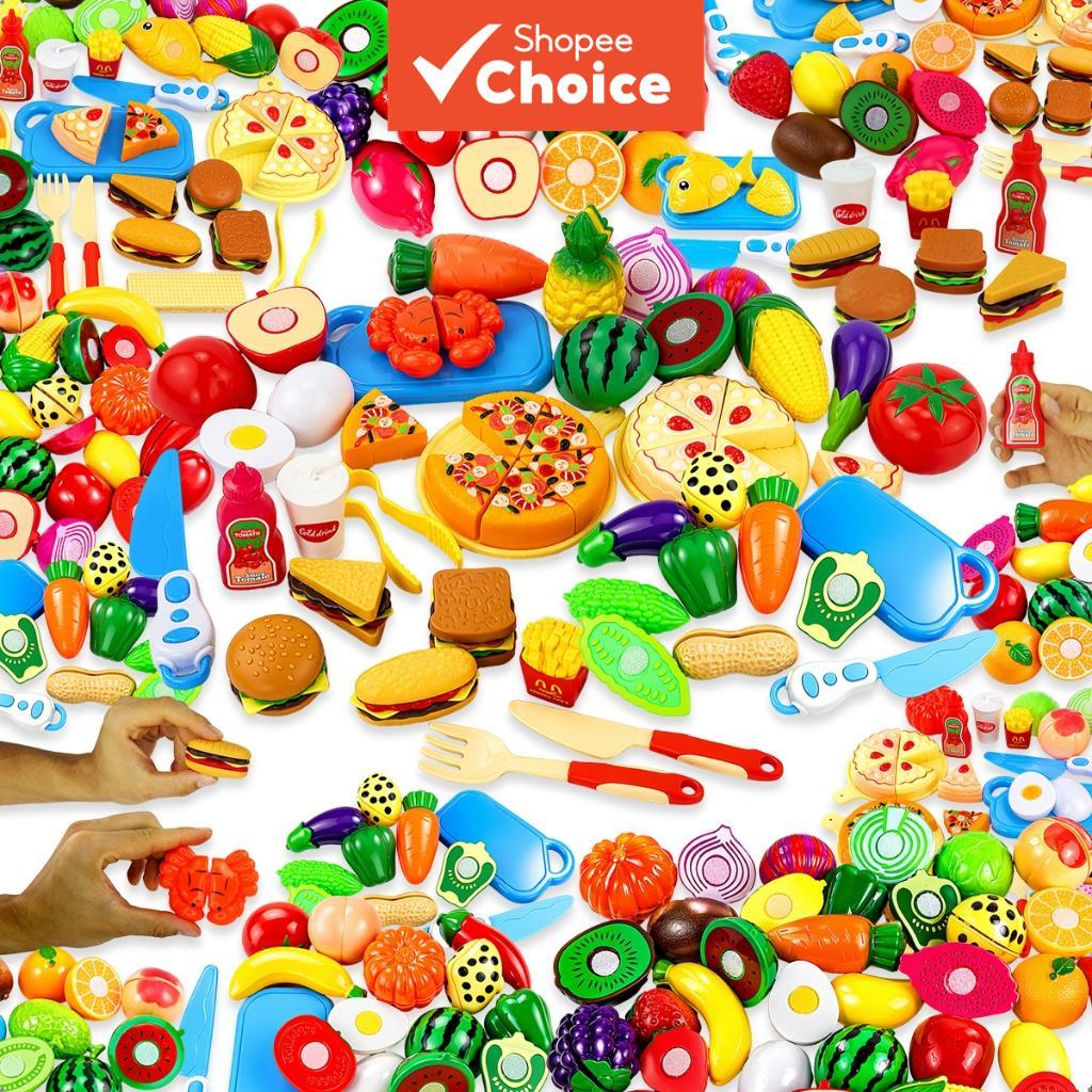 Super Giant Pizza Set (31 pieces), Children's food toys, fruits, vegetables, cakes, cooking set for kids—includes multiple accessories. Set Pizza Gergasi Super (31 keping), mainan makanan kanak-kanak, buah-buahan, sayur-sayuran, kek, memasak—termasuk