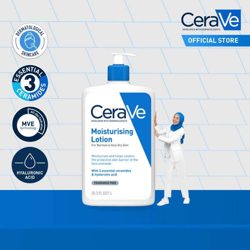 CeraVe Daily Moisturising Lotion for Normal to Very Dry Skin - (88ml | 236ml | 473ml | 1L | Twin Pack 473ml x2)​