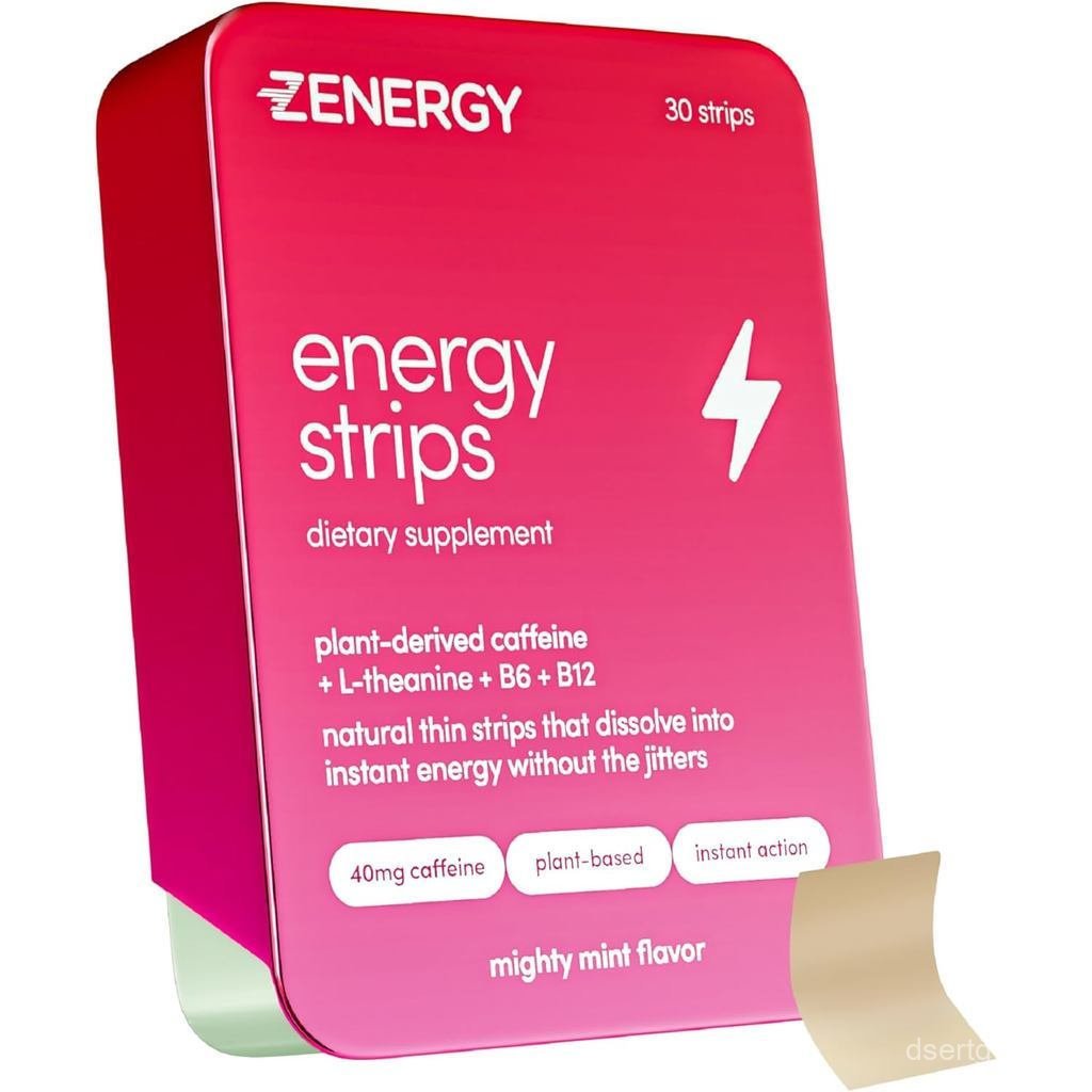 ZENERGYEnergyOralStrips-MintFlavor|40mgCaffeine+30mg+100%VitaminB6&B12|0Sugar, 0Calorie…
