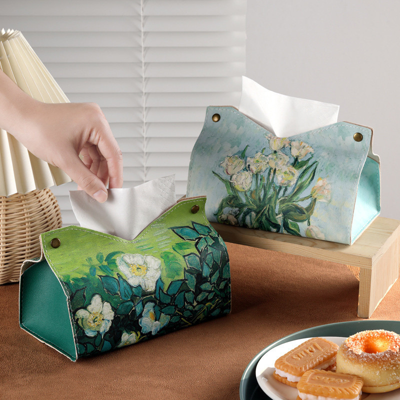 Oil Painting Tissue Box Household Living Room Car Tissue Box Light Luxury High-End Tiss…