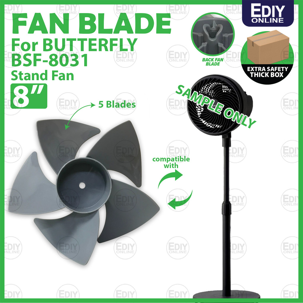 FAN BLADE for BUTTERFLY BSF-8031 Stand Fan 8" Table fanTurbo Gale fan blade knob Bilah kipas meja Berdiri