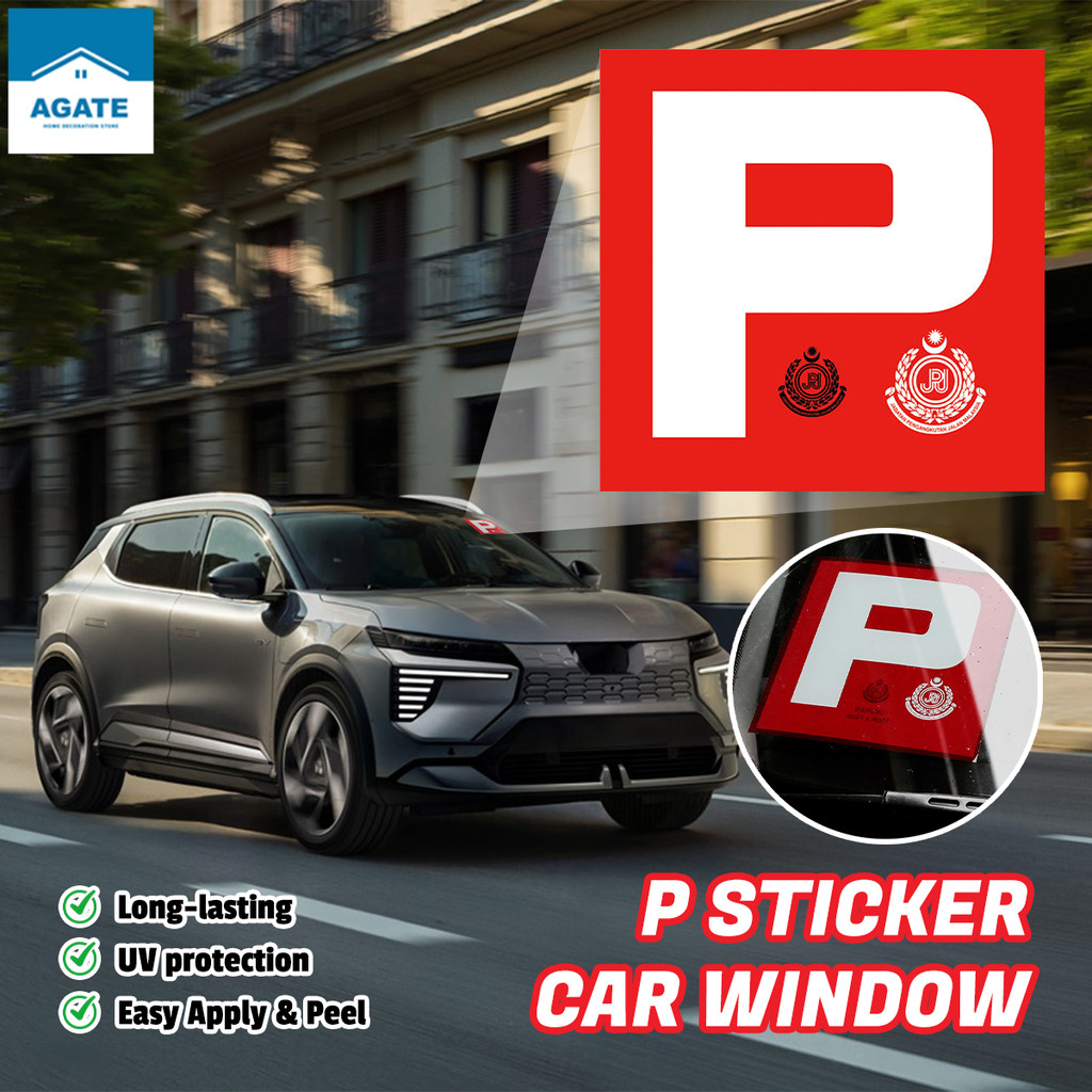 Car Sticker P (1set 2pcs) Reusable P Ukuran JPJ Static Electricity P License Sticker