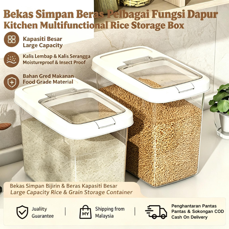 Local sellersWaterproof Sealed Rice Bucket Leakproof Rice Grain Storage Box Creative Convenient Moisture-proof Large Capacity Sealed Cans