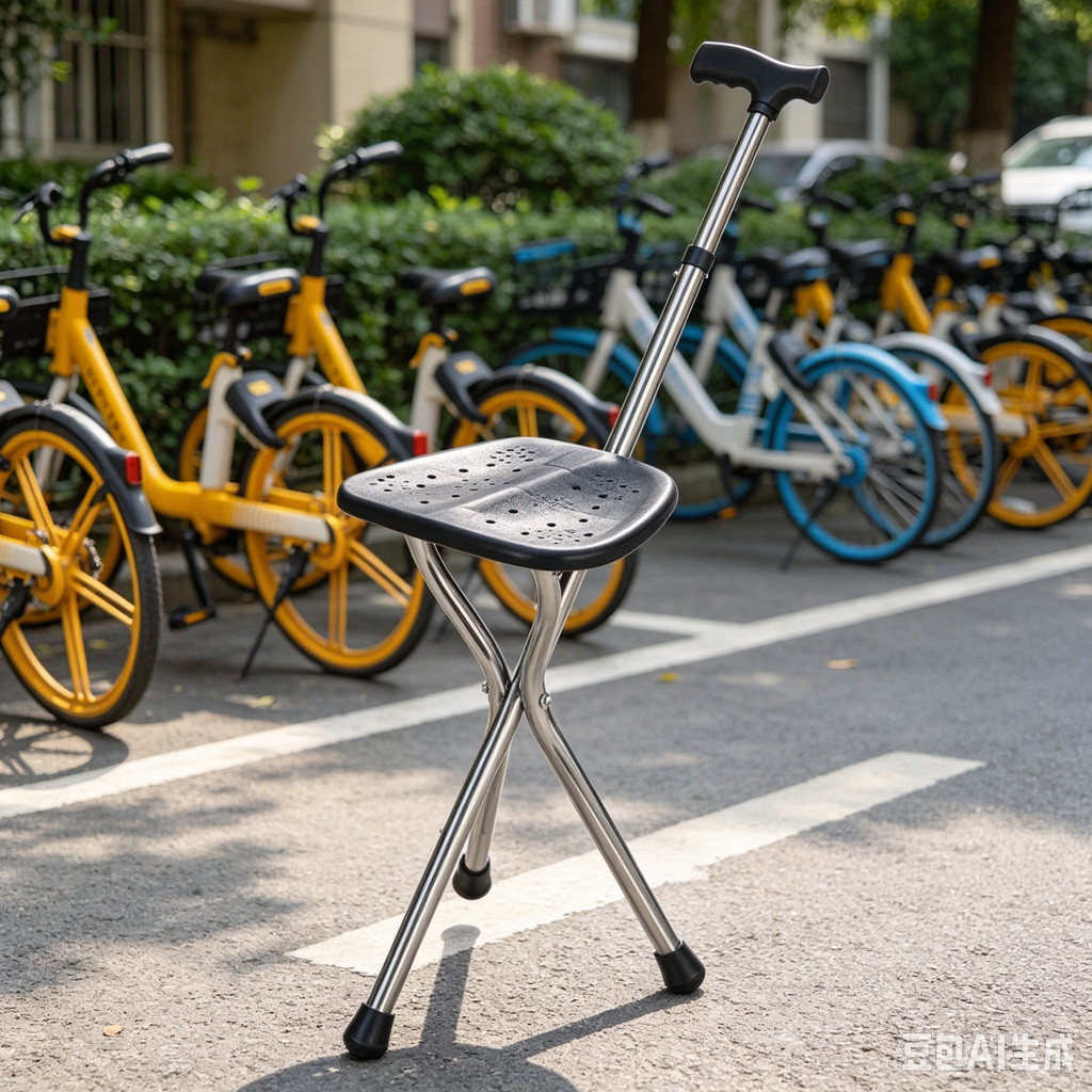 Walking Cane Stool Elderly Anti-slip Folding Walking Cane Chair-- * & * - ** && --- && - * & --、walking aid、tongkat orang tua、tongkat lipat、tongkat 4 kaki、Foldable stick for elderly、 kaki 4、拐杖椅子