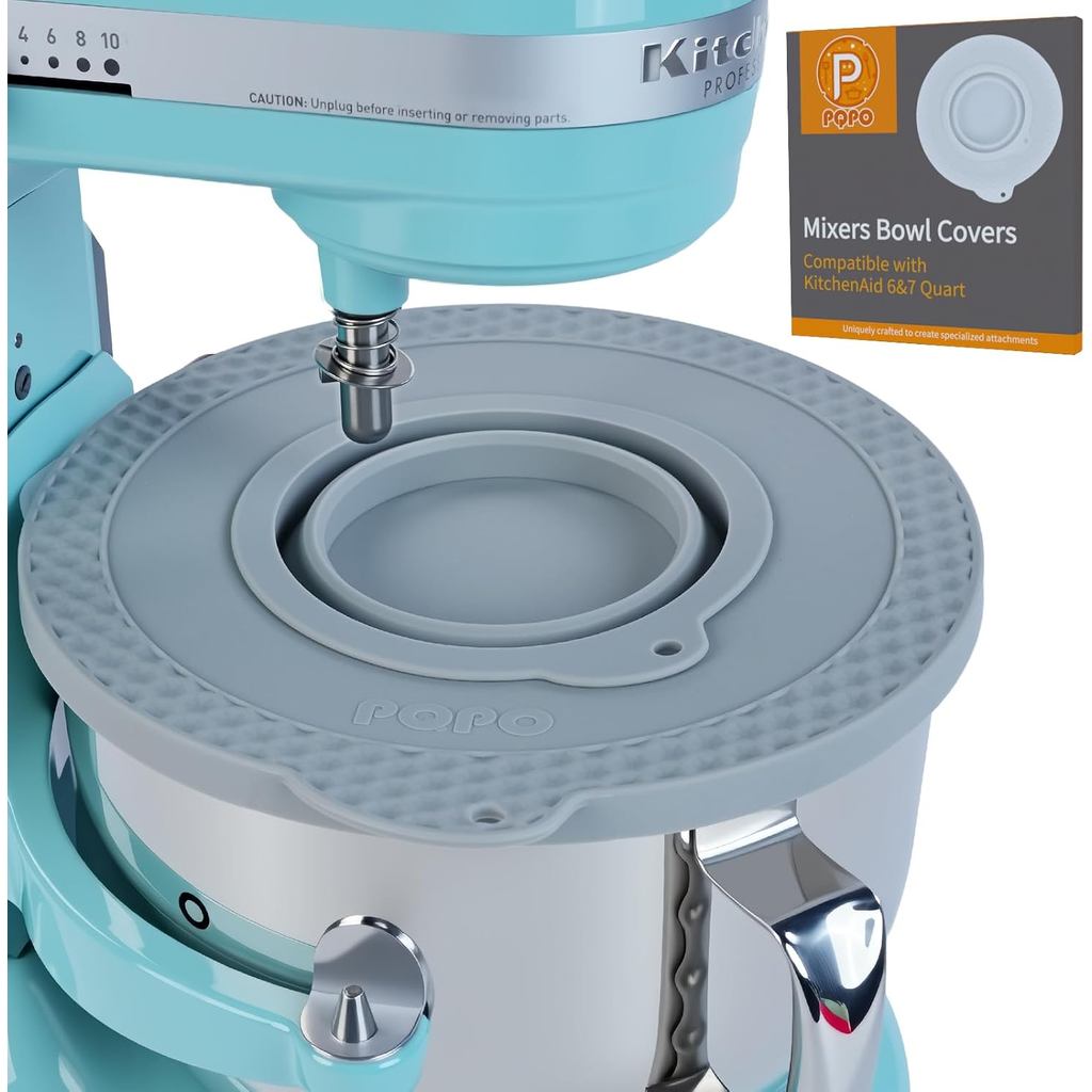 Penutup Mangkuk Pengadun Silikon Serasi dengan Pengadun KitchenAid 6-7 Quart Bowl-Lift Stand, Penutup Kedap Udara dengan Mangkuk Kecil yang Boleh Dilipat, Pelindung Percikan, Tahan Habuk, Boleh Digunakan Semula, Selamat untuk Mesin Cuci Pinggan