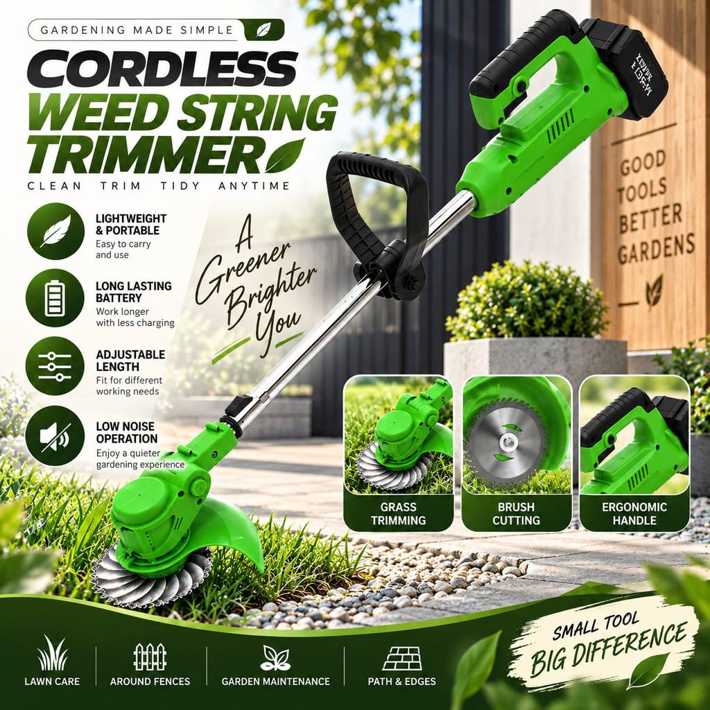 Electric Grass Trimmer Cutter Cordless Lawn Mower Garden Tools Mesin Potong Rumput Multi-Function Grass Cutter