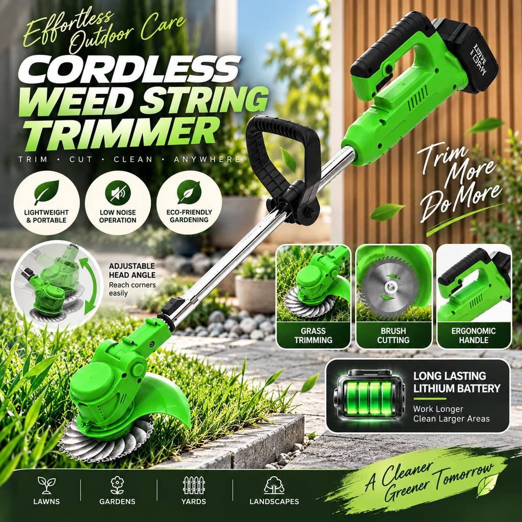 Electric Grass Trimmer Cutter Cordless Lawn Mower Garden Tools Mesin Potong Rumput Multi-Function Grass Cutter