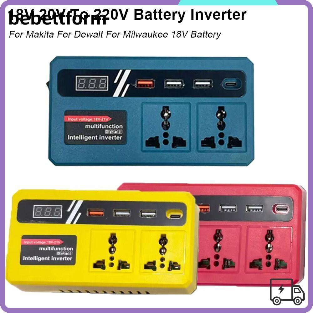 LUCKY 1Pcs Smart Transformer, Multifunctional Dual Plug Battery Inverter,  Household 18v 20v To 220v 120W Outdoor Work Inverter For Makita For Dewalt For Milwaukee 18V Battery