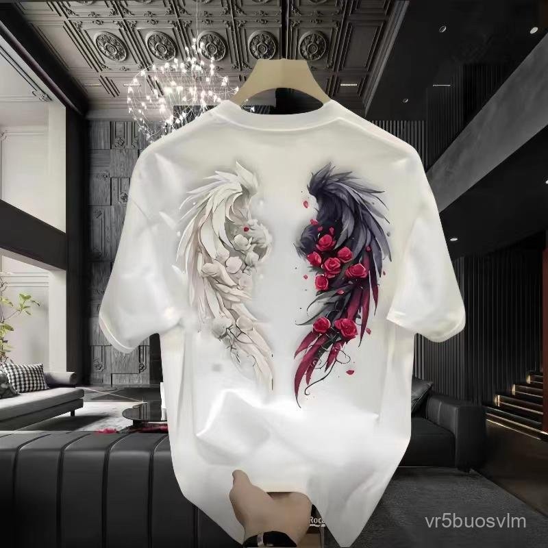 Kemeja-T bercetak 2024 Kemeja-T Amerika gaya jalanan longgar musim panas Kemeja-T lelaki dan wanita Uniseks