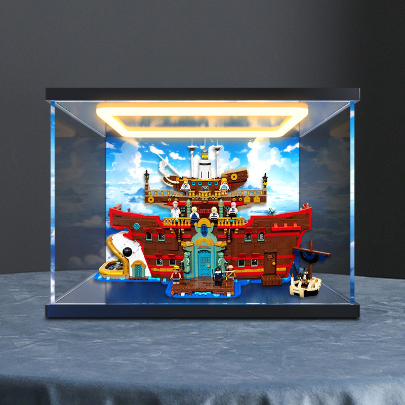 [Acrylic Transparent Display Box] Return Light Acrylic Transparent Display Box Suitable for Lego One Piece 75640 Barati Sea Restaurant Building Blocks