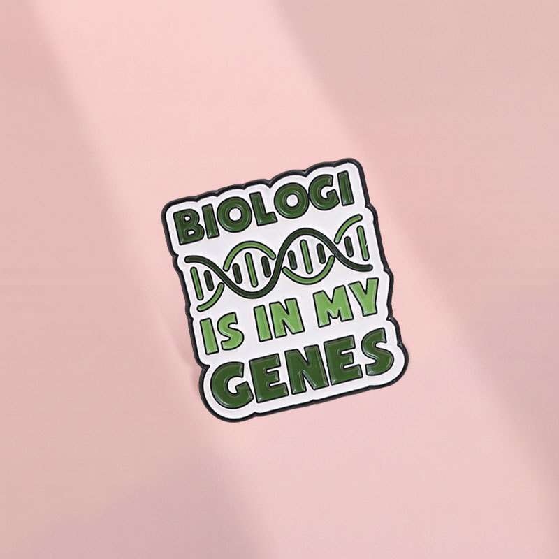 Biology DNA Double Helix Green Letter Quote Enamel Brooch Science Pun Word Badge for Clothing Backpack Accessories Gift