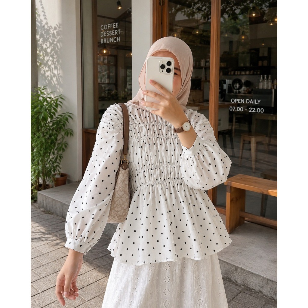 Top PAPLO POLKAWanita - Trendy Blouse