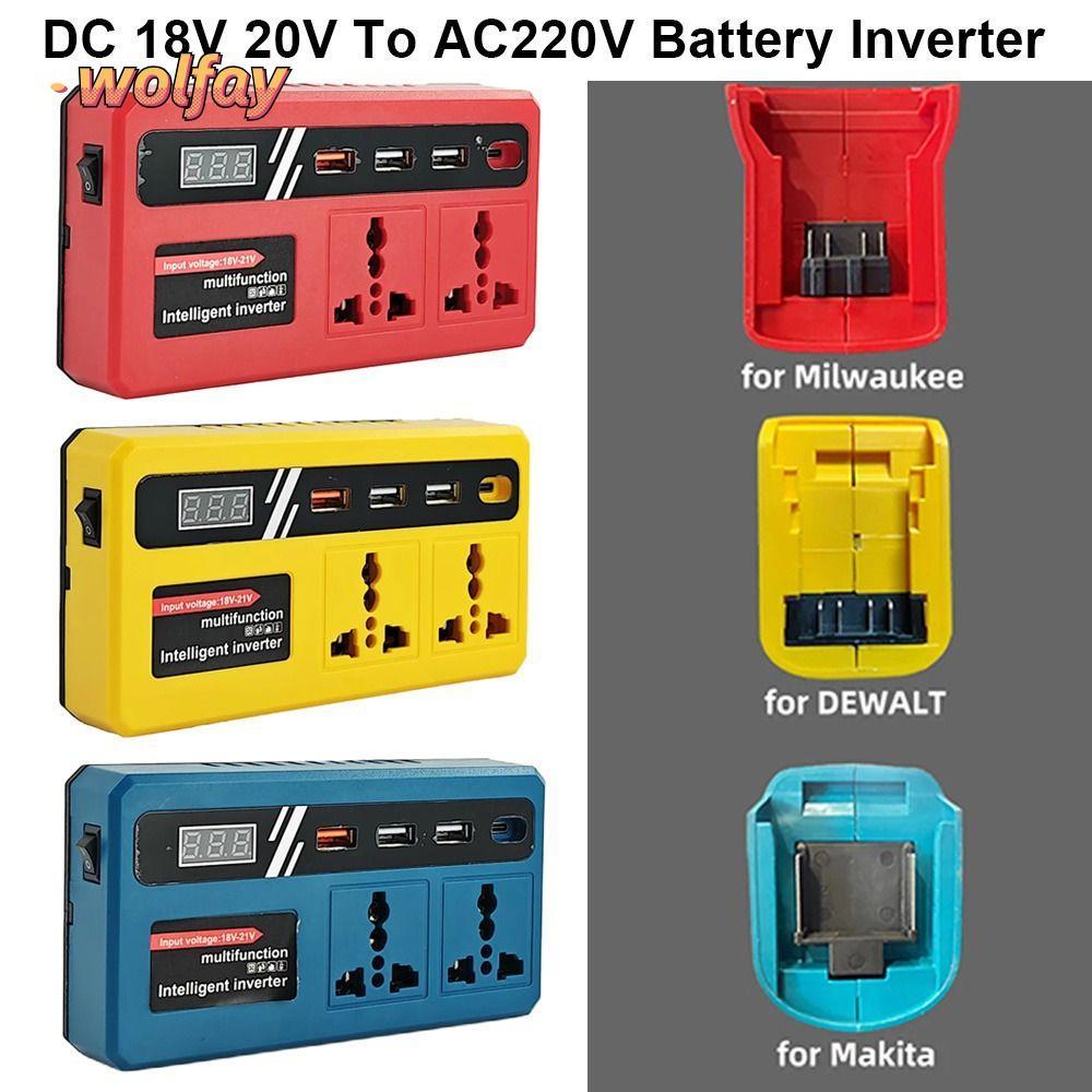 YOLANDA 1Pcs Battery Inverter, Multifunctional with 4 USB LED Socket Smart Transformer, 18v 20v To 220v Dual Plug 120W Outdoor Work Inverter