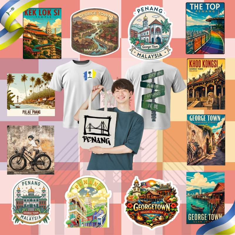 PULAU PINANG Series | DTF Heat Transfer Sticker | HD Print | Easy Iron | TShirt Tote Bag Hoodie Msia