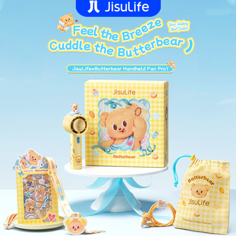 JISULIFE X Butter Bear Handheld Fan Pro1 with 5000mAh Battery Rechargeable Jet Fan Strong Wind 100 Gear Wind Speed LED Display Fast Cooling Efficient Heat Dissipation Wide Usage