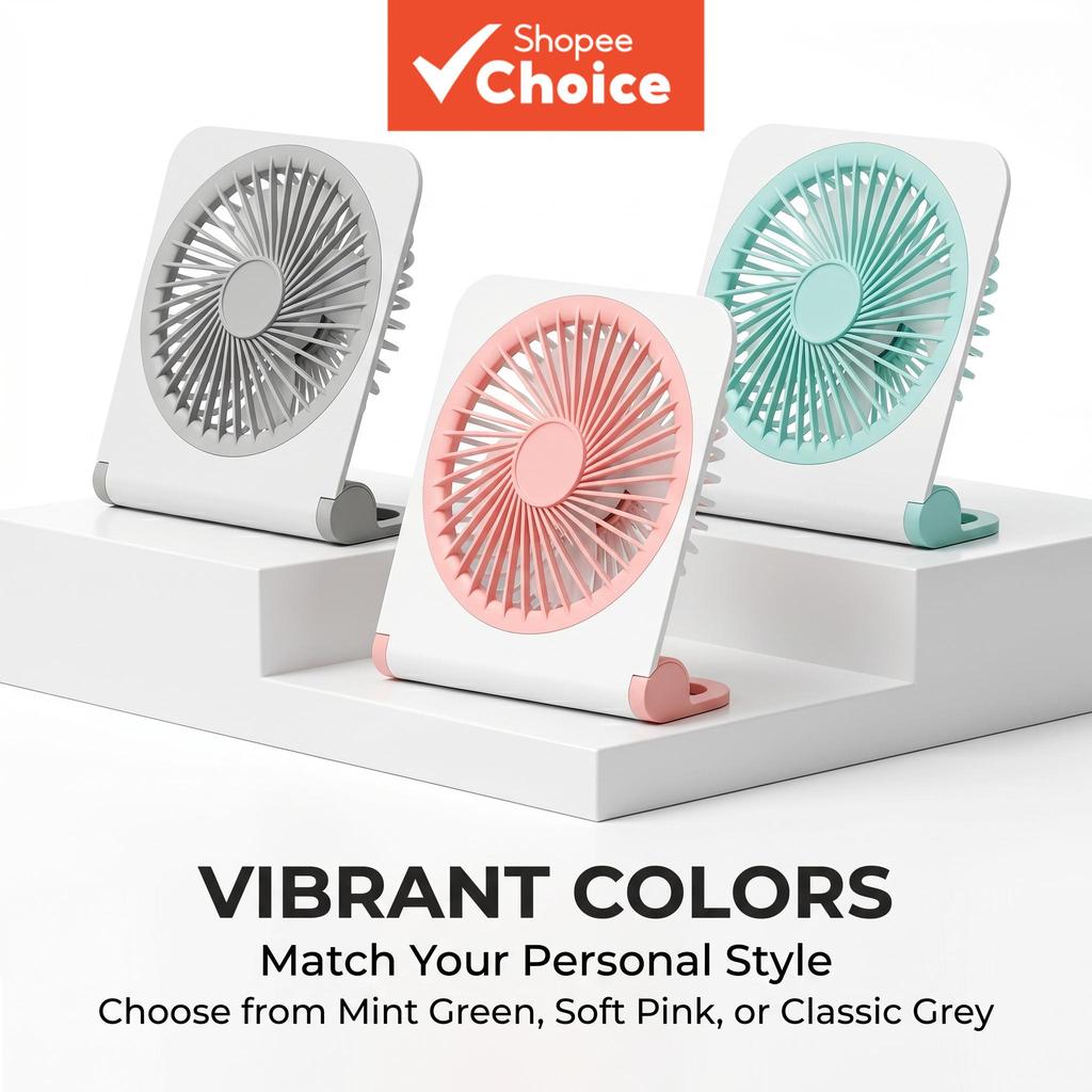 A portable USB desktop fan for cool and comfort anywhere, with 3 speed settings and 160° quiet operation Kipas Meja USB Mudah Alih: Kekal Sejuk & Selesa Di Mana-mana, 3 Kelajuan & 160° Operasi Sunyi