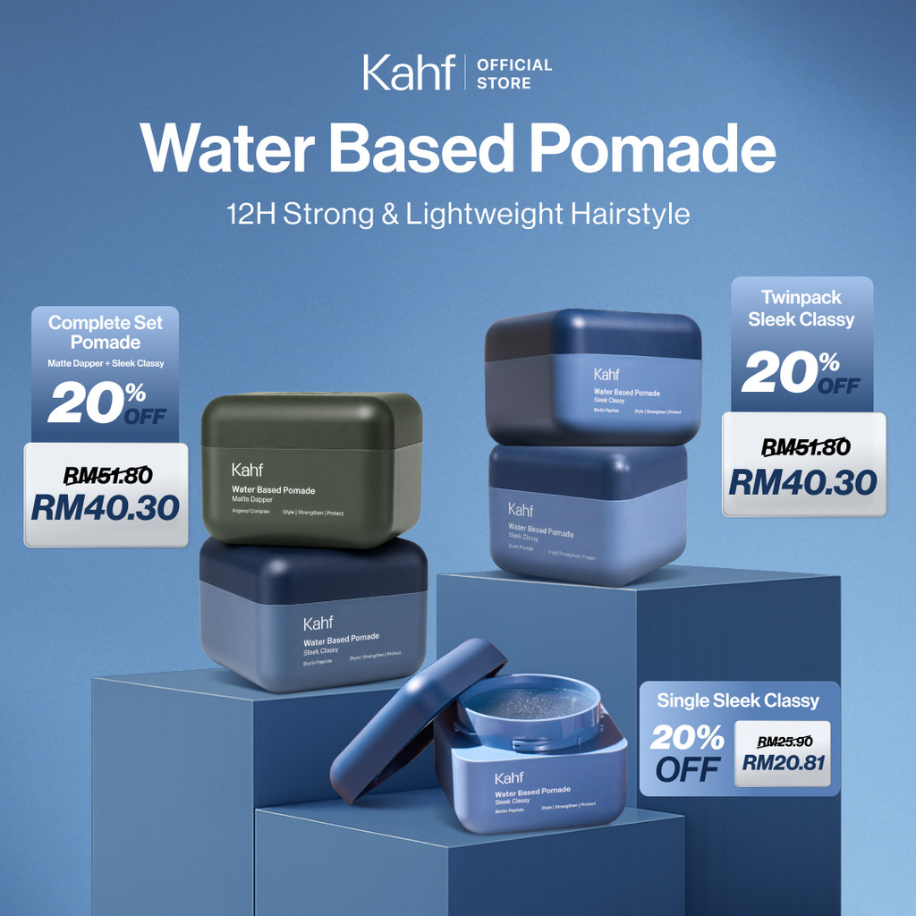 Kahf Water Based Pomade -12h Strong Hair Styling Product - Easy Wash Easy Application