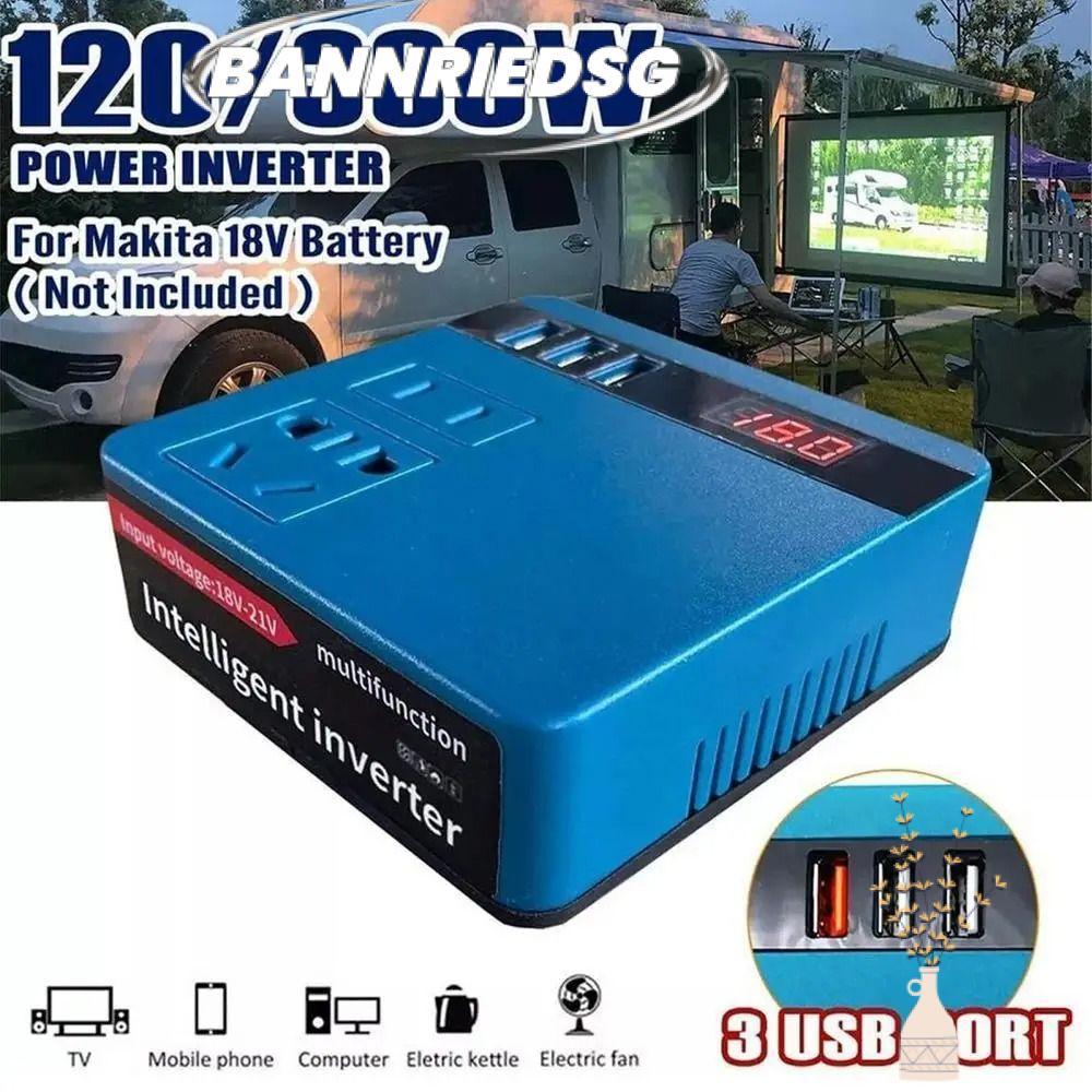 BANNRIEDSG9895Y 1Pcs Smart Transformer, 18V 20V To 220V Multifunctional Battery Inverter, 120W Dual Plug Household Outdoor Work Inverter