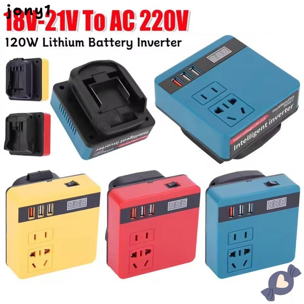 THUY 1Pcs Smart Transformer, 120W Multifunctional Battery Inverter,  18V 20V To 220V Household Dual Plug Outdoor Work Inverter For Makita For Dewalt For Milwaukee 18V Battery