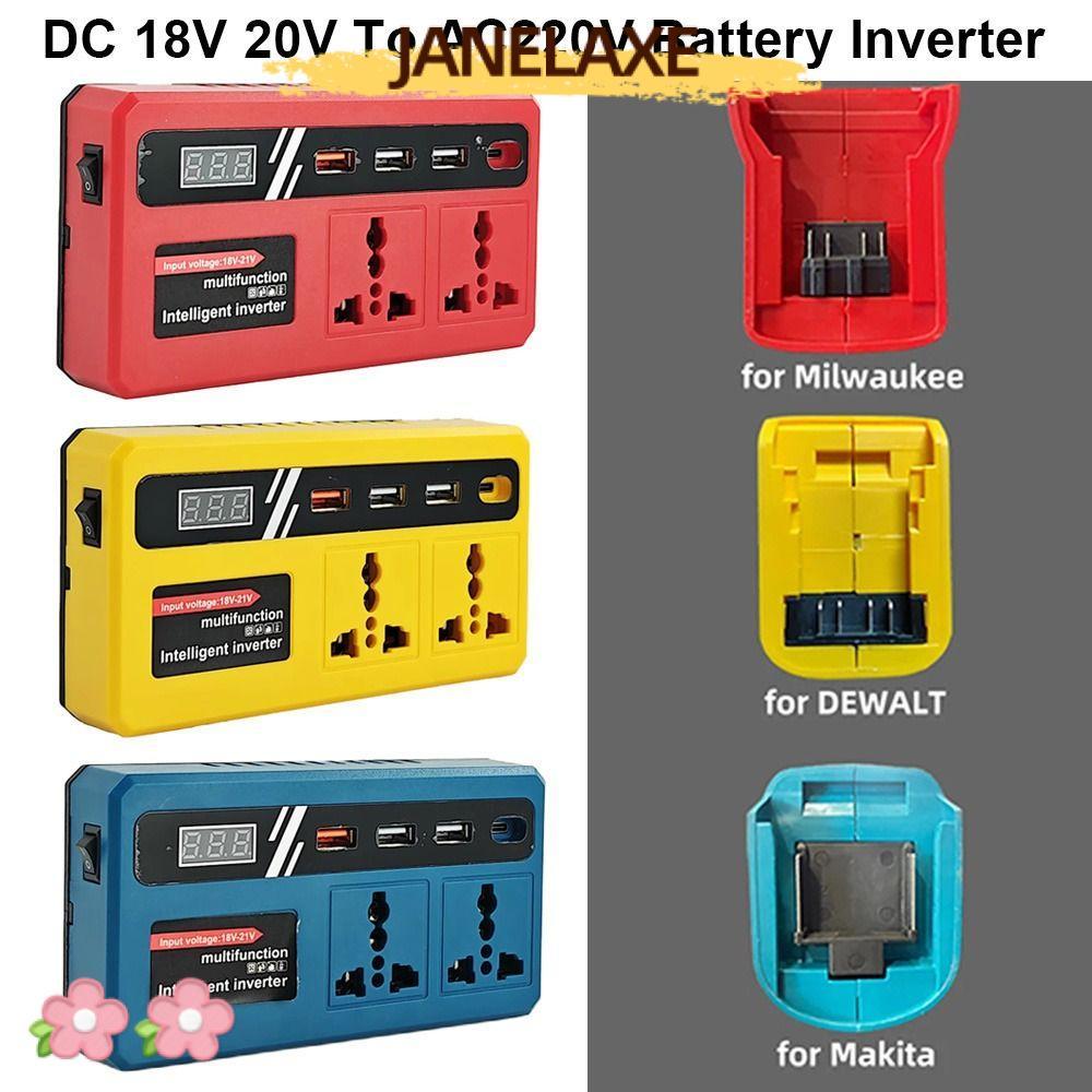 JANELAXE932QW 1Pcs Battery Inverter, with 4 USB LED Socket 18v 20v To 220v Smart Transformer, Multifunctional 120W Dual Plug Outdoor Work Inverter