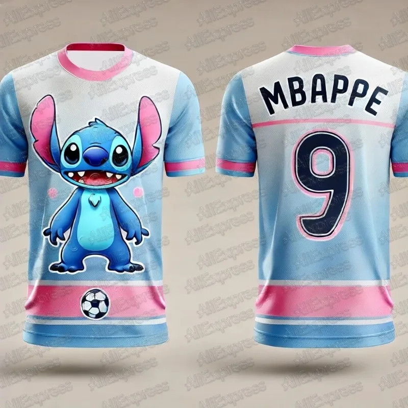 2025 Summer CHATGPT Designed Stitch Football Jersey 3d Printed NO.9 Mbappé Boys Girls Training Sports Short Sleeve Men's T-shirt