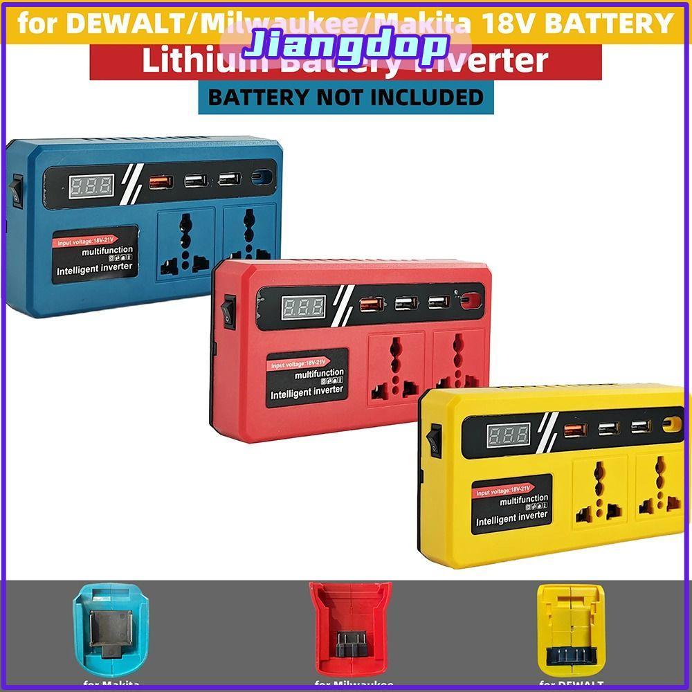 JIANGPH 1Pcs Smart Transformer, Multifunctional with 4 USB LED Socket Battery Inverter, 120W Household 18v 20v To 220v Outdoor Work Inverter
