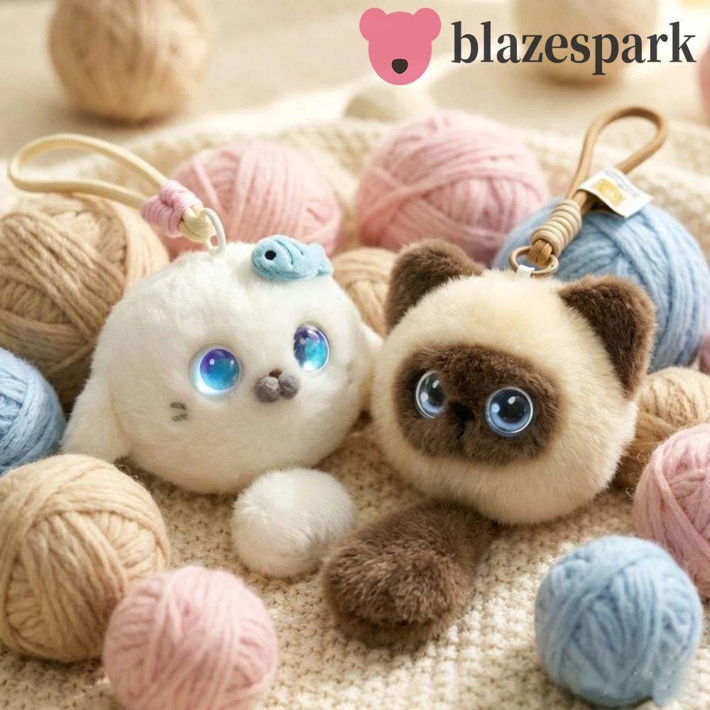BLAZESPARK AI Cat Plush Toy, AI Continuous Dialogue Intelligent Voice Communication AI Cat Spirit Pendant, AI Cute Pets Winking Interaction AI Companion Doll KeyChain