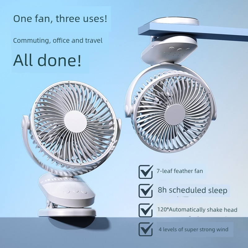 kipas usb kereta usb kipas mini mini kipas Clip-On Desktop Small Fan usb Rechargeable Electric Fan Bed Baby Car Small Household Dormitory Long Battery Life