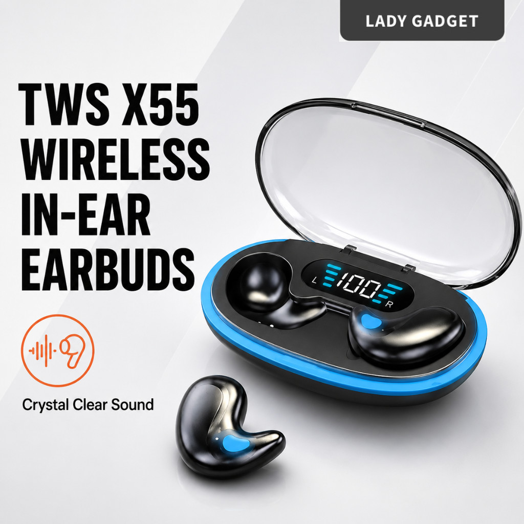 luetooth 5.3 Earphone X55 Sleep Invisible Earbuds Tiny Mini Headphones Hidden Noise Cancelling TWS Wireless Headsets Spo