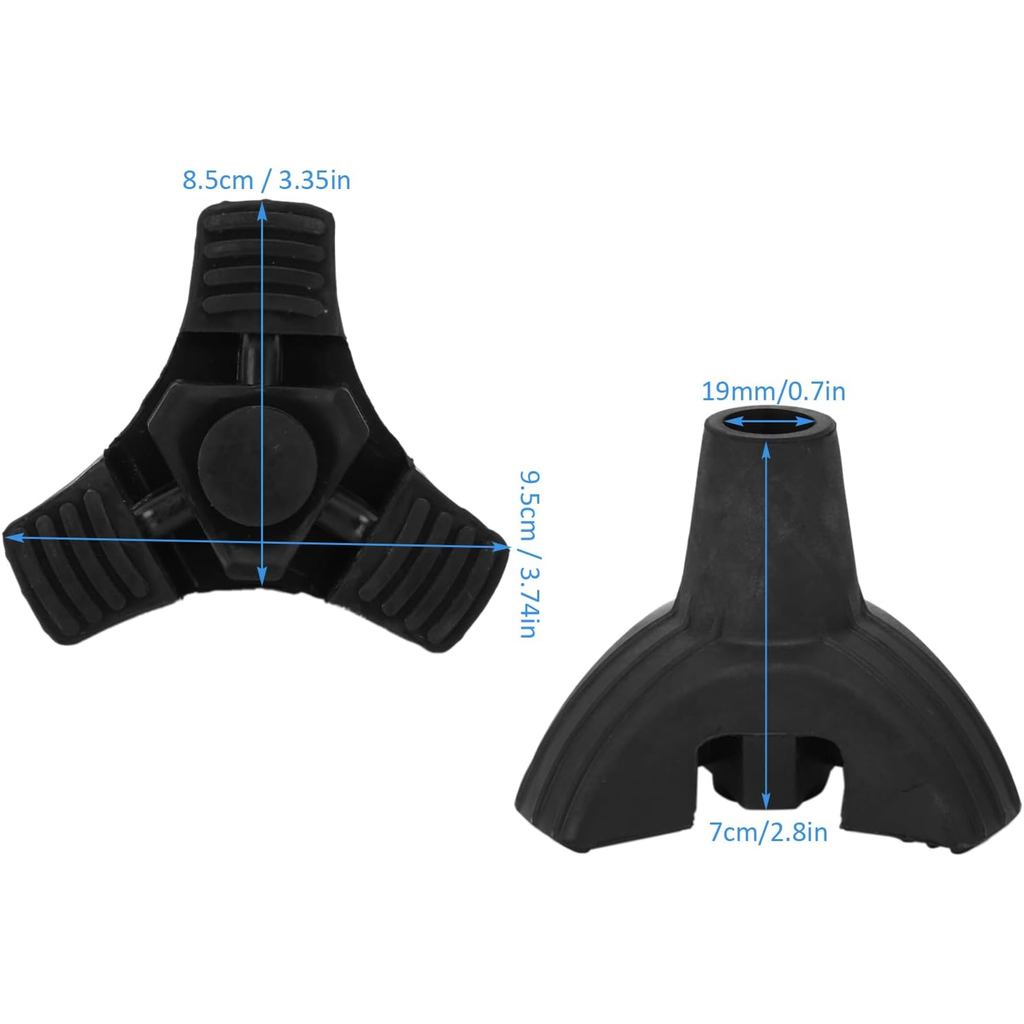 Hujung Tongkat Berjalan 19mm, Tapak Tripod Silikon Lembut dengan Reka Bentuk Tiga Tiang untuk Tongkat Lipat Standard