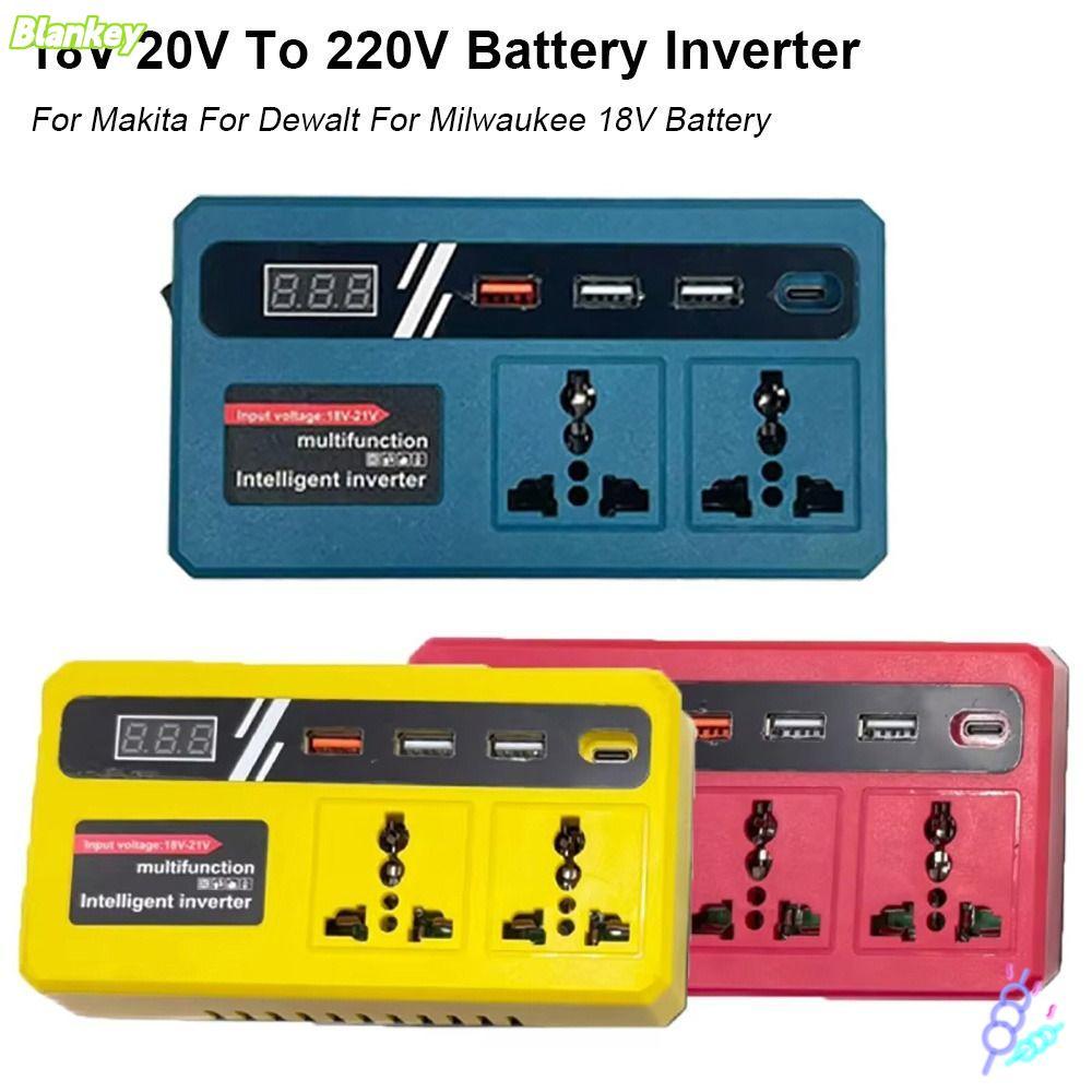 BLANKEYZ 1Pcs Battery Inverter, 18v 20v To 220v Dual Plug Smart Transformer, Household 120W Multifunctional Outdoor Work Inverter For Makita For Dewalt For Milwaukee 18V Battery