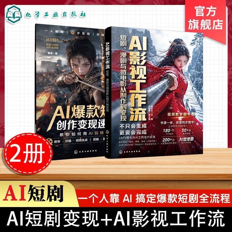 2册 AI影视工作流 短剧漫剧与微电影制作变现 AI款短剧创作变现 2 Volumes of AI Film and Television Workflow: Monetization of Short Drama, Comic Drama, and Microfilm Production; Monetization of AI-Based Short Drama Creation