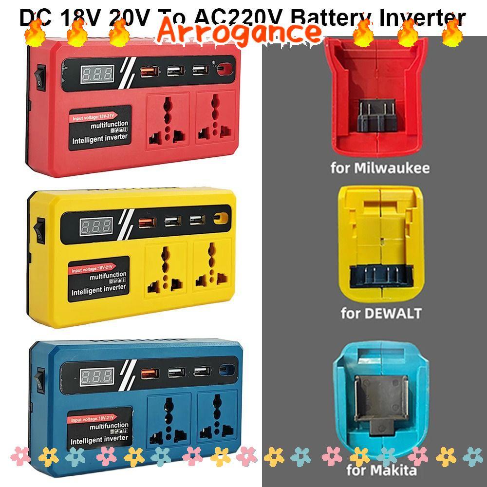 ARROGANCED 1Pcs Battery Inverter, Multifunctional Dual Plug Smart Transformer, Household 120W 18v 20v To 220v Outdoor Work Inverter