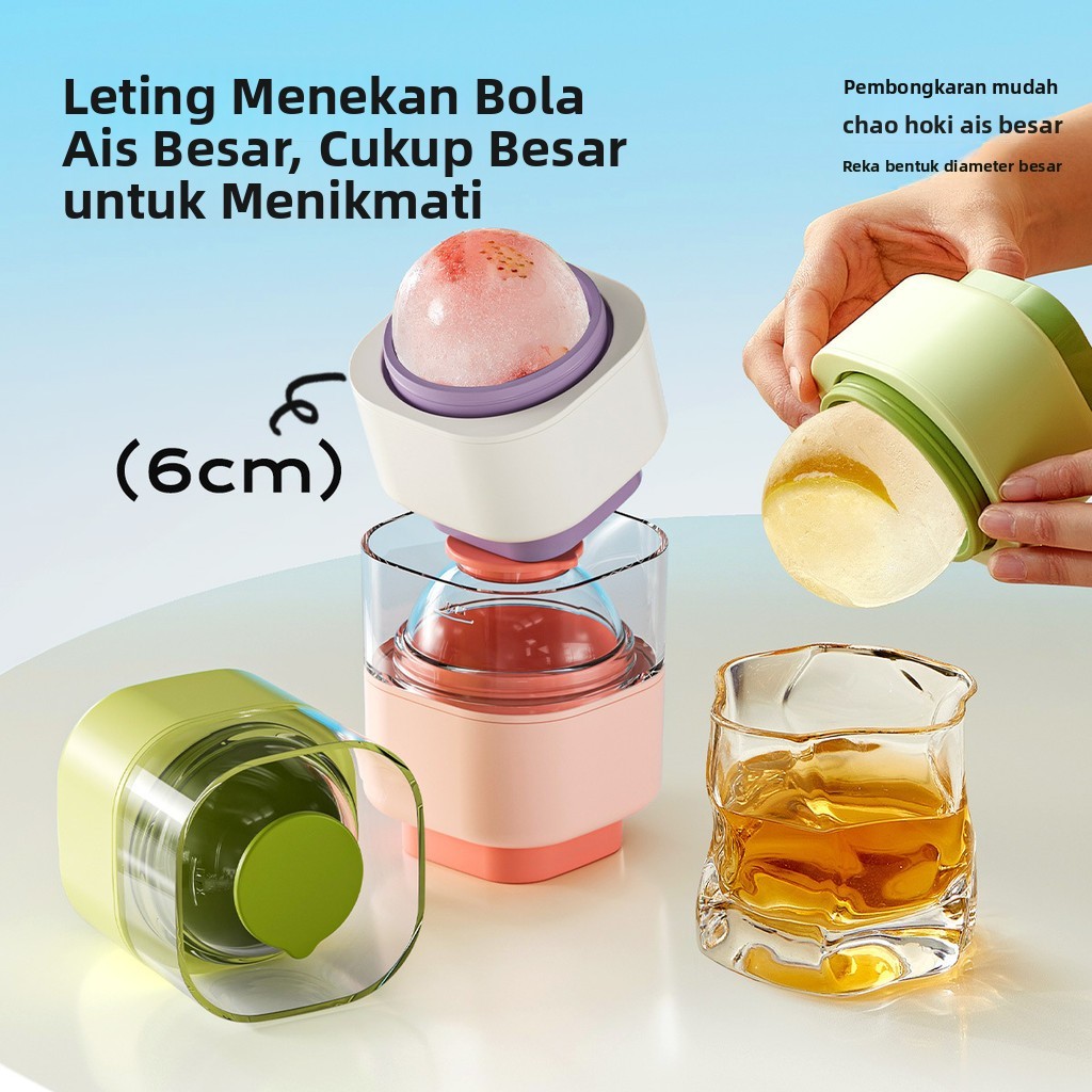 [Tersedia] [Ice Tray / Acuan Ais] Acuan Bola Ais - Diperbaiki untuk Kegunaan Rumah, Membuat Bola Ais Besar yang Tertutup Rapat, Gred Makanan, Pembekuan Cepat untuk Wiski - Dulang Silikon | Silicone Ice Tray | Acuan Aiskrim | Ice Cube Tray
