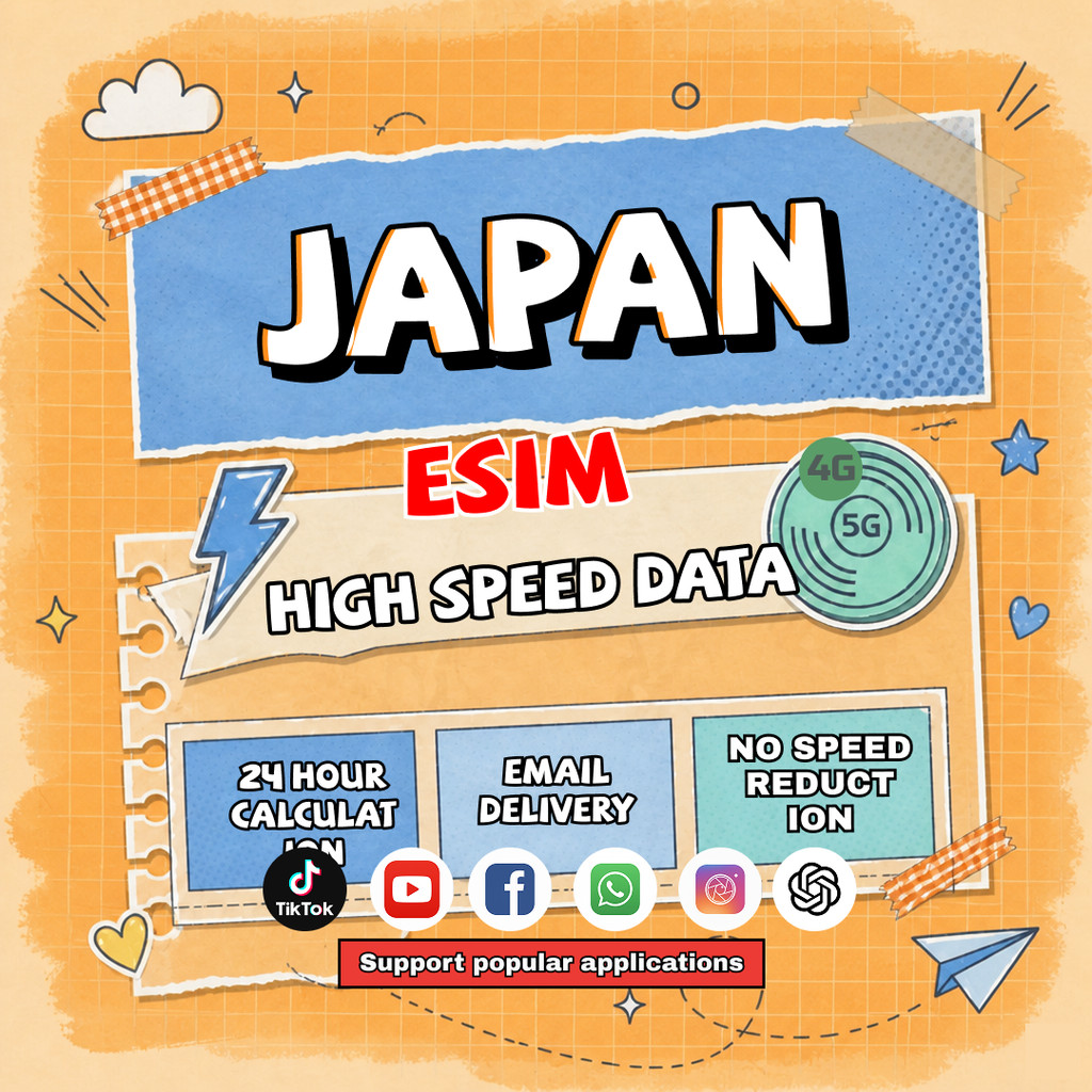 【Use within 5 days】Japan eSIM 1-15 Days Unlimited data Support Tiktok Chatgpt Instant 24h email Travel High-speed data