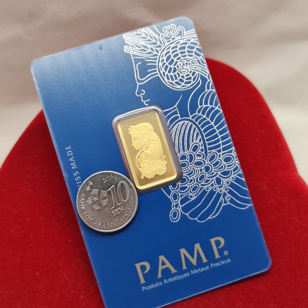 Murni Mewah Emas999.9, Gold Bar Pamp Gold Bar Fortuna G5 Gram 1859 1.6 cm Pd 