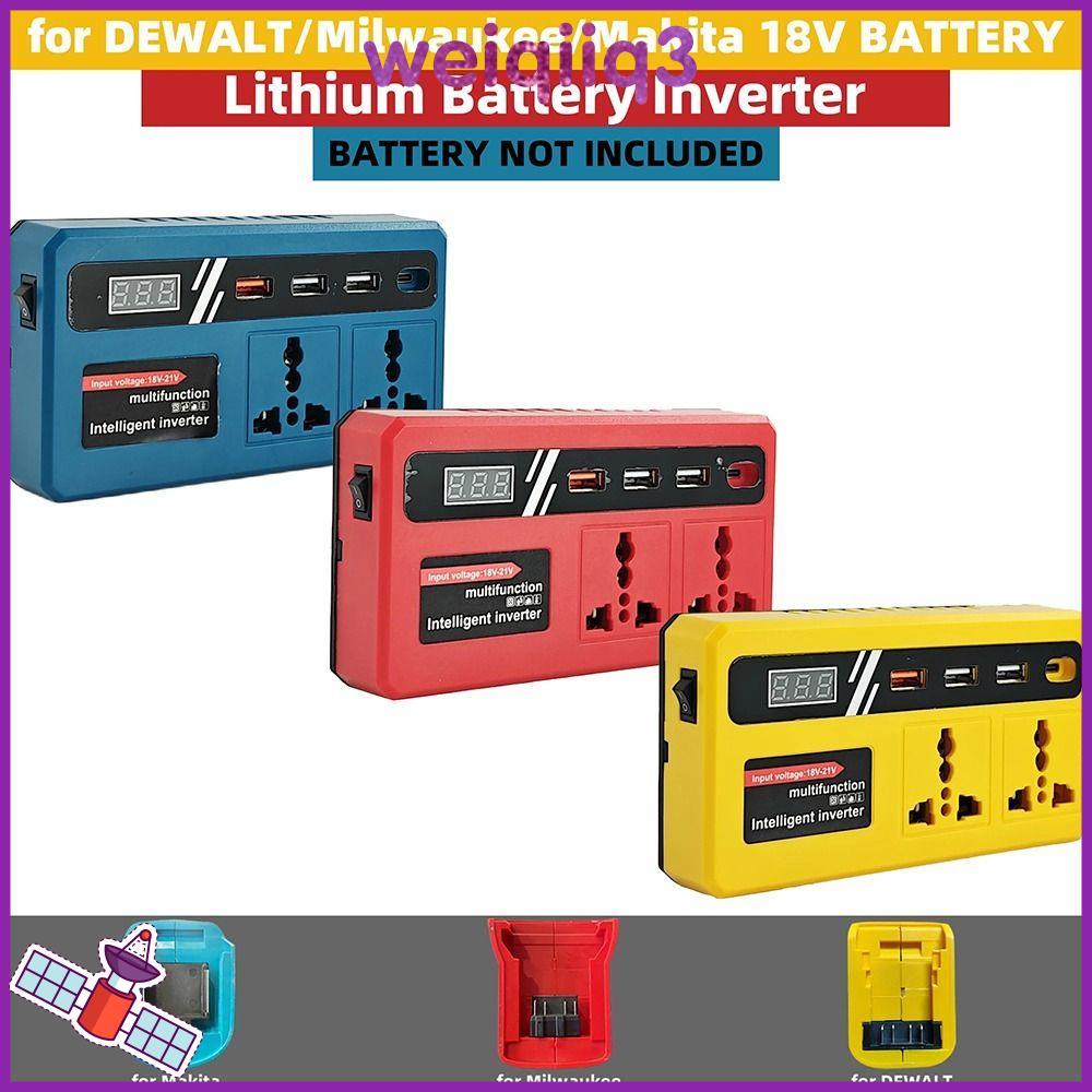 WEIQIPH 1Pcs Smart Transformer, Multifunctional with 4 USB LED Socket Battery Inverter, Household Dual Plug 18v 20v To 220v Outdoor Work Inverter